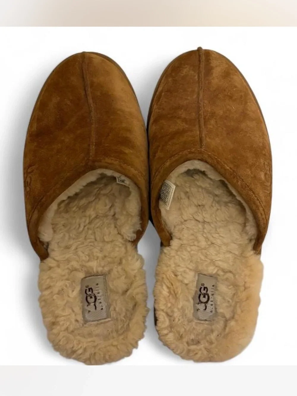 UGG Men’s Chestnut Suede Shearling-Lined Slip-On Slippers
